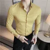 القمصان غير الرسمية للرجال 11 ألوان أصفر الرجال قميص رفاهية ناعمة طويلة الأكمام فستان رجل 4xl نحيف بلوزة الذكور chemise homme camisa
