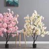 Decorative Flowers Artificial Cherry Tree Flower Landing Indoor Decoration Plant Potted Wedding Home Living Room Green