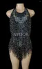 Stage Wear Sparkly Crystals Fringe Bodysuit Women Nightclub Party Outfit Dance Costume One-piece Sexy Performance Show Leotard