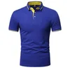 Styl mody solidny kolor polo Polos dla mężczyzn Slim Fit Buttn Lapel krótkie rękawa swobodne dopasowanie golfowe Tshirt H203