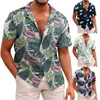 Heren t shirts heren Hawaiiaanse bloemenknop omlaag Tropical Holiday Beach zomer outfits slanke overhemd mannen