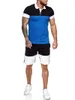 Survêtements pour hommes 2023 T-shirt à manches courtes en coton Shorts 2 pièces Ensembles de survêtement Hommes Costumes de survêtement d'été Hauts décontractés Homme Survêtement d'épissage