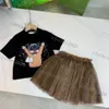 Luxury designer Clothing Sets kids T-shirt monogrammed shortst fashion British fashion brand summer childrens treasures girls cotton tees Fashionable gauze skirt