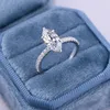 Wedding Rings Fashion 925 Sterling Silver Ring Inlay Marquise Brilliant Cut Oiive Form Created Diamond Engagement Gift