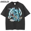 T-shirts hommes Summer Fashion Tshirt Hommes Hip Hop Streetwear Bleu Dinosaure Imprimé T-shirt Harajuku Coton Casual Tshirt À Manches Courtes Tops Tees 230221