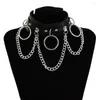 Choker 2023 Trendy Charm Punk Style Alloy Chain And Leather Collar Gothic Necklace For Women Jewelry Accessory Gifts