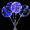 Inne imprezy imprezowe dostawy 10pcs LED Light Up Bobo 20 -cal przezroczysty hel balon z kijem na Halloween świąteczny ślub Dekoracja urodzin Globos 230221