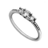 Cluster ringen 925 Sterling Silver voor vrouwen Clear Three Stone Wedding Party Ring Fashion Sieraden Gift Bijoux Anillos