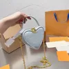 Bolsos de diseñador de moda para mujer, Mini cartera, bolso de hombro con corazón de amor, bolso de mano, bolso de cuero genuino con cadena cruzada, monedero 2193