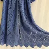Casual jurken Bloem Hollow Out Women Lace Dress 2023 Aankomst Puff Sleeve Vrouw lang met riem