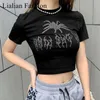 Frauen Tanks Goth Weste Y2k Koreanische Mode Tops Casual Gedruckt Crop Top Kurzarm T Shirt Femme Harajuku Mujer Tank 2023