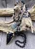 Pendant Necklaces YA2738 Black Obsdian Arrow & Labradorite Stone Onyx Agat Beads Knot Handmade Necklace