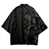 Ethnic Clothing Traditional Kimono Men Women Yukata Fashion Japanese Cashew Flowers Print Black Shirts Cardigan Cosplay Haori ClothingEthnic