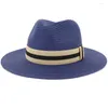 Berretti HT3584 Cappello di paglia Uomo Donna Primavera Estate Sole Uomo Donna Berretto da spiaggia Panama Protezione UV Fedora a tesa larga