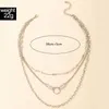 Łańcuchy Huangtang wielowarstwowy srebrny łańcuch kolorów Link Naszyjnik dla kobiet geometrycznych koło Pearl Clavicle Trendy Jewelry 18241