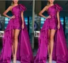 Ny kv￤llsfestkl￤nning med t￥gchiffion en axel ruffles Pleat prom formella kl￤nningar m￶rk lila mantel de soiree 2023 Vestidos Feast