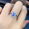 Klusterringar bröllop gåva modeTanzanite ring naturlig och riktig tanzanite 925 sterling silver för män eller kvinnor