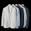 Costumes pour hommes Blazers Hommes Coton Lin Veste Couleur Unie Costume Slim Casual Business Mince Respirant 230222