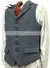 Mäns västar Wool Tweed Slim Fit Leisure Cotton Suit Bourgogne Vest Gentleman Herringbone Business Brown Waistcoat For Wedding Groom 230222