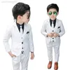 Ensembles de vêtements Fleur Garçons Blanc Robe De Mariée Costume Formel Enfants Bal Baptême Tuxedo Nouvelle Journée Des Enfants Performance Uniforme Scolaire Venez H126 W0222