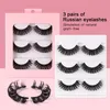 3 Pairsl 3D False Eyelashes Extensions Natural D Curl Russian Lash Soft Comfortable Faux Mink Lashes Makeup