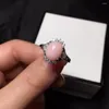 Klusterringar ankomst rosa opal ring naturlig riktig 925 sterling silver fina handbrokar smycken