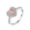 Korea Cute Sweet Girls s925 Silver Heart Ring Colorful Shiny Zircon Romantic Exquisite Ring Jewelry Valentine's Day Gift