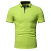 Moda Ins estilo Color sólido Polos camiseta para hombres Slim Fit Buttn Lapel manga corta Casual ajuste Golf Polo camiseta H203