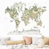 Wall Stickers Watercolor World Map Animals Wildlife Removable Vinyl Decals Print Kids Room Playroom Interior Home Decor 230221