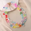 Chains Flatfoosie Kpop Colorful Flower Mushroom Crystal Beads Necklace For Women Irregular Pearl Heart Beaded Y2K Jewelry