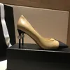 Chanellies CHANNEL Heel 2023 Pumps chandal NEW 85cm Stilettos Pearl High Heels Sexy Pointed Toe Sandal Slip On Platform Mule Slides Party Wedding shoes Tweed Lambski