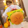 School Bags Novelty Hamburger Shaped Backpack For Women Kawaii Large Capacity College Students Girls Travel Bag Leather