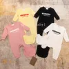 6 couleurs bébé fille garçon barboteuse marque lettre vêtements coton combinaison enfants body pour bébés tenue barboteuses tenue