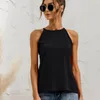 Kvinnors tankar damer Summer Vest 2023 Fashion Pure Color Halter Sleeveless Chiffon Top Casual Beach Vacation Clothes White Black