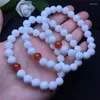 Strand White Gemstone Crystal Stones Sincetas redondas Mulheres Pulseira Lucky for Healing Jewelry