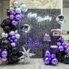 Autres fournitures de fête d'événement Métallique Chrome Noir Violet Ballon Garland Arch Kit Anniversaire Décor Enfants Baby Shower Feuille De Latex Suppiles De Mariage 230221