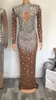 Stage Wear Luxurious Rhinestoness Crystals Mesh Long Dresses For Women Birthday Celebrate Evening Prom Party Gown Dress Female