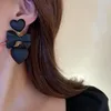 ダングルイヤリング韓国ブラックボウノットハート声明女性ファッション気質bijoux orecchini donna