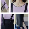 Work Dresses Women&#39;s Slim Outfits Two Piece Set Autumn Ladies Office Purple Knitted Sweater Tops High Waist Strap Split Long Skirt