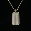 Iced Out Bling Rectangle Pendant Necklace for Men Boy Geometric 5A Cubic Zircon Full Paved Hip Hop Trendy Geometric Jewelry
