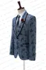 Herenpakken Blazers 2023 Cailormade Suit Men Blue Denim Jacquard Wedding Tuxedo Velvet Shawl Rapel Male Business Jacket Coat 230222