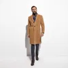 Men's Suits Blazers FABRIC Heavy Warm Winter Camel Topcoat Custom Made Wool Blend Tailored Jacket Slim Fashion Golden Trench Coat Men 230222