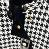 Women's Jackets STREET Est 2023 Designer Jacket Pearls Buttons Wool Blends Houndstooth Tweed Short JacketWomen's