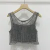 Designer Badge T Shirts Tops For Women Flashing Rhinestone Hollow Mesh Camisole Womens Clothing Sexy Halter Tanks275k