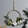 Dekorative Blumen Kranz Hoop Blumen Tür Wand Hochzeit Metall Lilie Dekor Hängende grüne Kränze Girlande Frühlingsfront Rosenschmuck