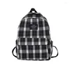 Schultaschen Plaid Canvas Rucksack für Frauen Studentin Rucksäcke Teenager Mädchen große Kapazität Reiserucksack