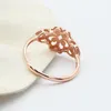 Cluster Rings 585 Purple Gold Openwork Flower Engagement For Women 14K Rose Elegant High-end Light Luxury Jewelry Gift
