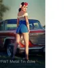 Vintage Car Sexy Girl Metal Painting Pin Up Girls Metal Sign Retro Beauty Woman Lady Poster Tin Plate Painting Bar Store Pub Man Cave Wall Decor Size 30X20cm w01