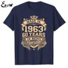 Men's T-Shirts Euow Unisex 100% Cotton Made In 1963 60 Years Of Being Awesome 60th Birthday Vintage Men Clothing T-Shirt Casual Luxury Tee Tops 022223H