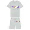 Herrspår 2023 Tryckt två-stycken Herrmärke Cotton Short Sleeve T-shirt Shorts Casual Sports Set